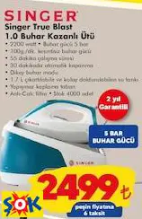 SİNGER TRUE BLAST 1.0 BUHAR KAZANLI ÜTÜ SİNGER TRUE BLAST 1.0 BUHAR KAZANLI ÜTÜ